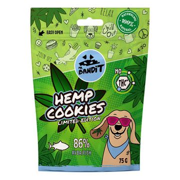 Recompense pentru caini Mr. Bandit HEMP COOKIES, peste, 75 g