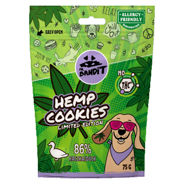 Recompense pentru caini Mr. Bandit HEMP COOKIES, rata, 75 g