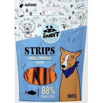 Recompense pentru caini Mr. Bandit STRIPS, somon, 500 g