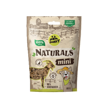 Recompense pentru caini, talie mica, Mr Bandit Naturals Mini, capra si cerb, 80g