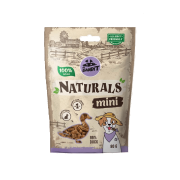 Recompense pentru caini, talie mica, Mr Bandit Naturals Mini, rata, 80g