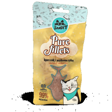 Recompense pentru pisici Mr. Bandit CAT Pure Fillets, pui si peste afumat, 30 g