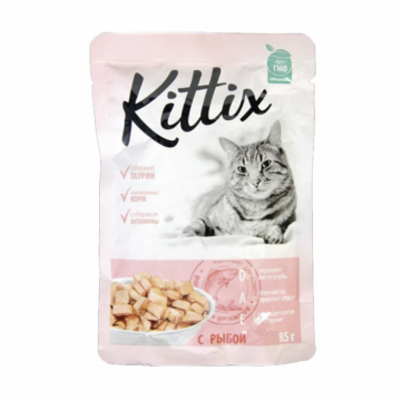 Hrana umeda pentru pisici adulte KITTIX, peste, 85G Hrana umeda pentru pisici adulte KITTIX, peste, 85G