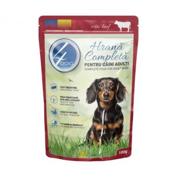 Hrana umeda pentru caini 4Dog Mini Adult cu vita 100 gr Hrana umeda pentru caini 4Dog Mini Adult cu vita 100 gr