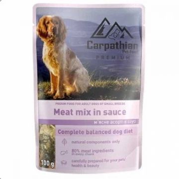 Hrana umeda pentru caini Carpathian Meat Mix 100 gr Hrana umeda pentru caini Carpathian Meat Mix 100 gr
