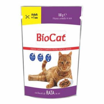 Hrana umeda pentru pisici Biocat cu rata 100 gr Hrana umeda pentru pisici Biocat cu rata 100 gr