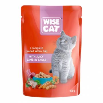 Hrana umeda pentru pisici Junior Wise cu miel 100 gr Hrana umeda pentru pisici Junior Wise cu miel 100 gr