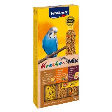 Batoane pentru perusi, Vitakraft Kracker Trio Ou/ Caise/ Miere, 80 g