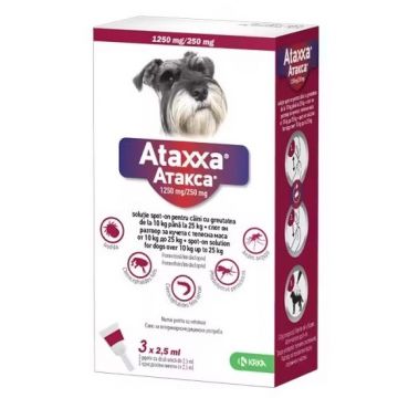 Ataxxa, antiparazitar extern caine talie medie 10-25 kg, 3 pipete