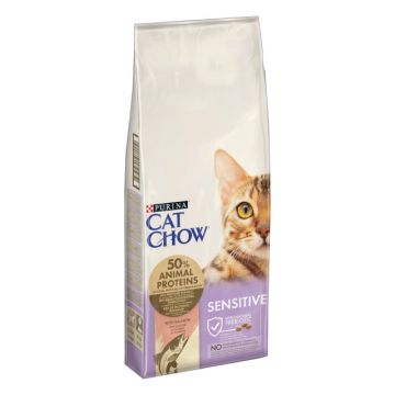 Purina Cat Chow Sensitive Cu Somon, 15 Kg