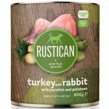 Hrana umeda pentru caini Rustican Curcan-Iepure 800g