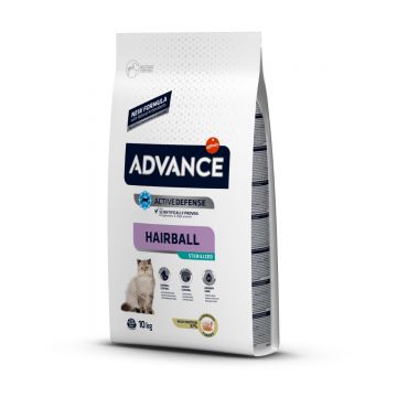 ADVANCE Cat Hairball Sterilized, Curcan, hrană uscată pisici sterilizate ADVANCE Hairball Sterilized, Curcan, hrană uscată pisici sterilizate, limitarea ghemurilor de blană, 10kg
